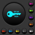 64 bit rsa encryption dark push buttons with color icons