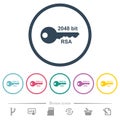 2048 bit rsa encryption flat color icons in round outlines