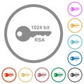 1024 bit rsa encryption flat icons with outlines