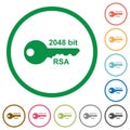 2048 bit rsa encryption flat icons with outlines
