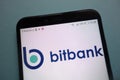Bitbank cryptocurrency exchange logo on smartphone
