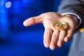 Bitcion hand cryptocurrency Royalty Free Stock Photo