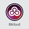 Bitcloud Blockchain Cryptocurrency. Vector BTDX Coin Image.