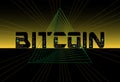 Bitcoin abstract background design with triangle geometric futuristic lines and chip. Vector.