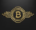 Bitcoin, abstract golden symbol of internet money. Digital Crypto currency symbol. Royalty Free Stock Photo