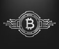 Bitcoin, abstract silver symbol of internet money.
