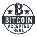 Bitcoin accepted here grunge stamp Royalty Free Stock Photo