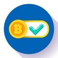 Bitcoin accepted here icon vector flat style.