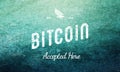 Bitcoin Accepted Here Retro Design White On Blue Royalty Free Stock Photo