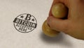 Bitcoin accepted here stamp and stamping Royalty Free Stock Photo