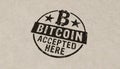 Bitcoin accepted here stamp and stamping Royalty Free Stock Photo