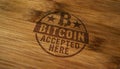 Bitcoin accepted here stamp and stamping Royalty Free Stock Photo