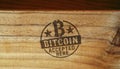 Bitcoin accepted here stamp and stamping Royalty Free Stock Photo