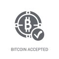 Bitcoin accepted icon. Trendy Bitcoin accepted logo concept on w Royalty Free Stock Photo