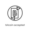 Bitcoin accepted icon. Trendy modern flat linear vector Bitcoin Royalty Free Stock Photo