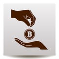 Bitcoin accumulation Vector icon on a realistic paper background