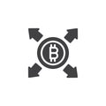 Bitcoin with all direction arrows vector icon Royalty Free Stock Photo