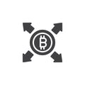 Bitcoin with all direction arrows vector icon