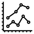 Bitcoin analysis data icon, outline style