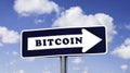 BITCOIN arrow sign. Royalty Free Stock Photo