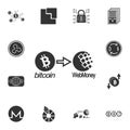 bitcoin arrow web money icon. Crypto currency set icons