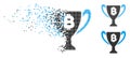 Decomposed Dotted Halftone Bitcoin Award Cup Icon Royalty Free Stock Photo