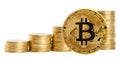 Bitcoin on background of increasing stacks Royalty Free Stock Photo