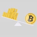 Bitcoin balance.3D illustration.