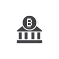 Bitcoin bank building vector icon