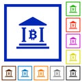 Bitcoin bank office flat framed icons