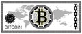 Bitcoin banknote concept. Block chain technology, virtual digital money. Template for game, joke, gift. Vector illustration. Royalty Free Stock Photo