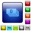 Bitcoin banknotes color square buttons