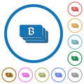 Bitcoin banknotes icons with shadows and outlines Royalty Free Stock Photo