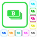 Bitcoin banknotes vivid colored flat icons icons