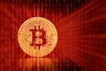 Bitcoin on binary numbers and digital screen background Royalty Free Stock Photo
