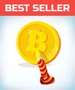 Bitcoin with birthday pipe. Bitcoin. Digital currency. Crypto currency. Money and finance symbol. Miner bit coin