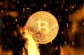 Bitcoin - bit coin BTC crypto currency money burning