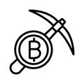 Bitcoin, bitcoin mining, mining, cryptocurrency mining fully editable vector icons Royalty Free Stock Photo