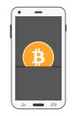 Bitcoin. Bitcoin mobile payment. Realistic smartphone. Vector.