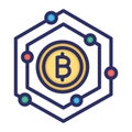 Bitcoin, bitcoin network, blockchain, cryptocurrency  fully editable vector icons Royalty Free Stock Photo