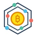 Bitcoin, bitcoin network, blockchain, cryptocurrency  fully editable vector icons Royalty Free Stock Photo