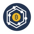 Bitcoin, bitcoin network, blockchain, cryptocurrency  fully editable vector icons Royalty Free Stock Photo