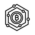 Bitcoin, bitcoin network, blockchain, cryptocurrency  fully editable vector icons Royalty Free Stock Photo