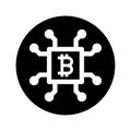 Bitcoin, block chain black icon Royalty Free Stock Photo