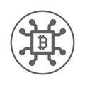 Bitcoin, block chain icon / gray color