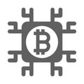 Bitcoin, block chain icon / gray color