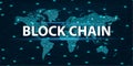 Bitcoin block chain World map security system Digital currency Financial business in the online world