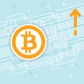 Bitcoin blockchain background with arrow