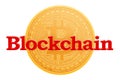 Bitcoin, blockchain concept. 3D rendering Royalty Free Stock Photo