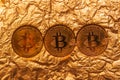 Bitcoin, blockchain cryptocurrency golden coin